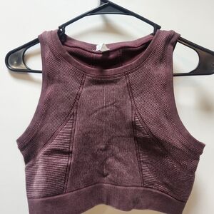 aerie Ribbed Crop Tank in Dusty Plum